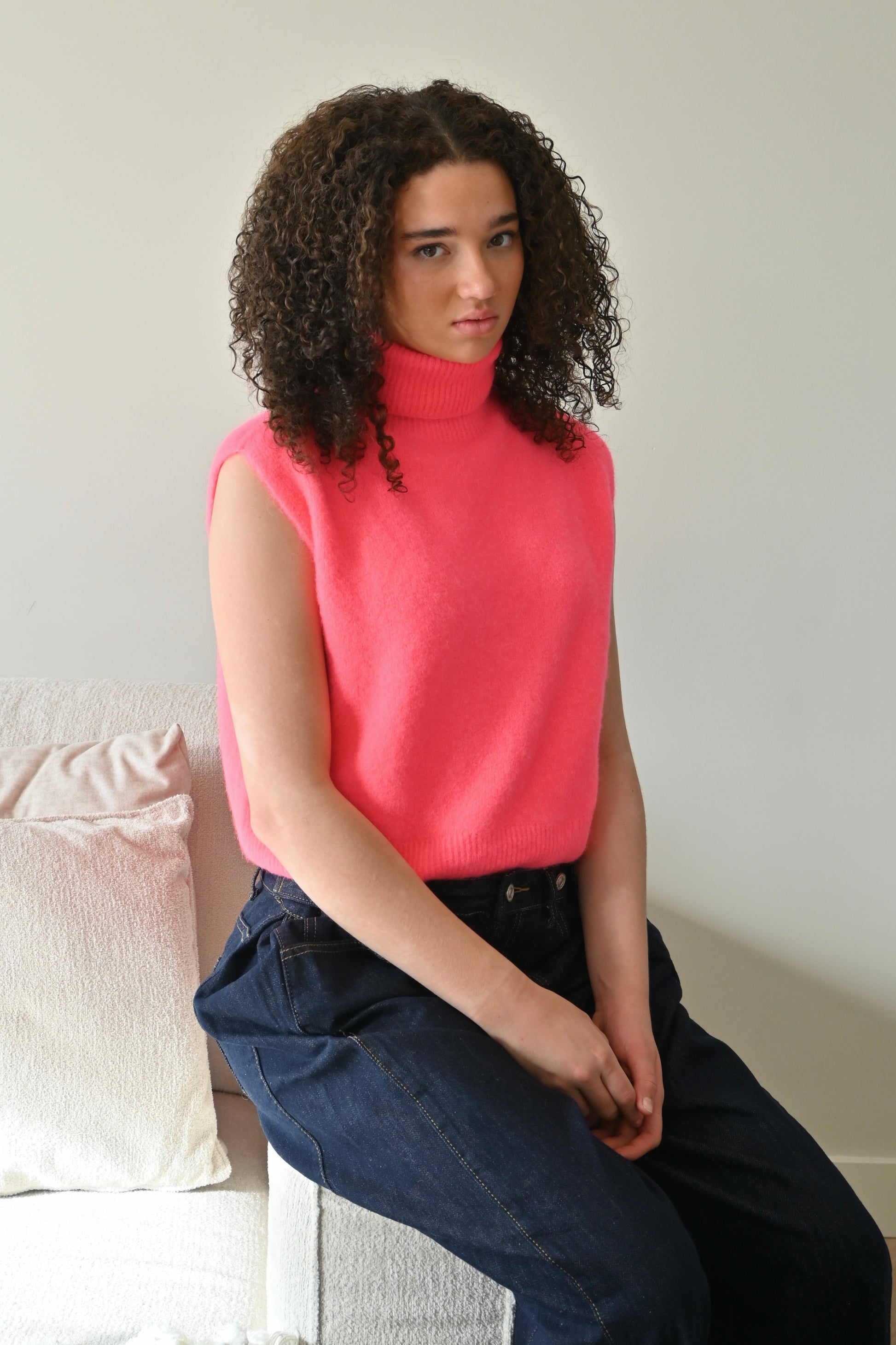 Cozy high knit - coral - Fashiontiger 2