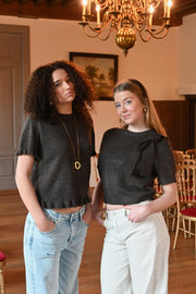 Bow side knit - brown