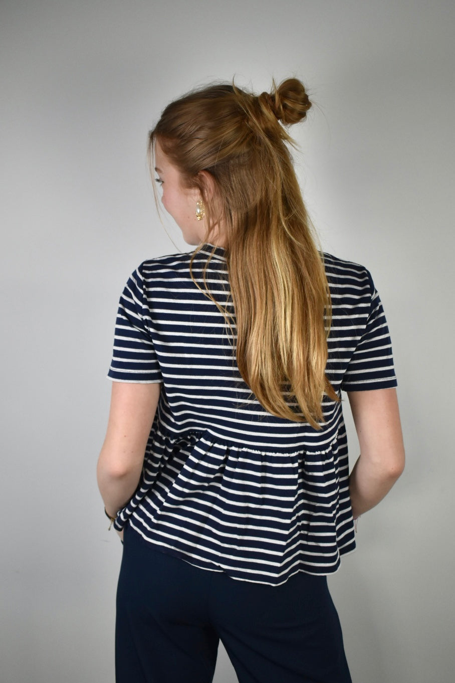 Striped top - navy/white