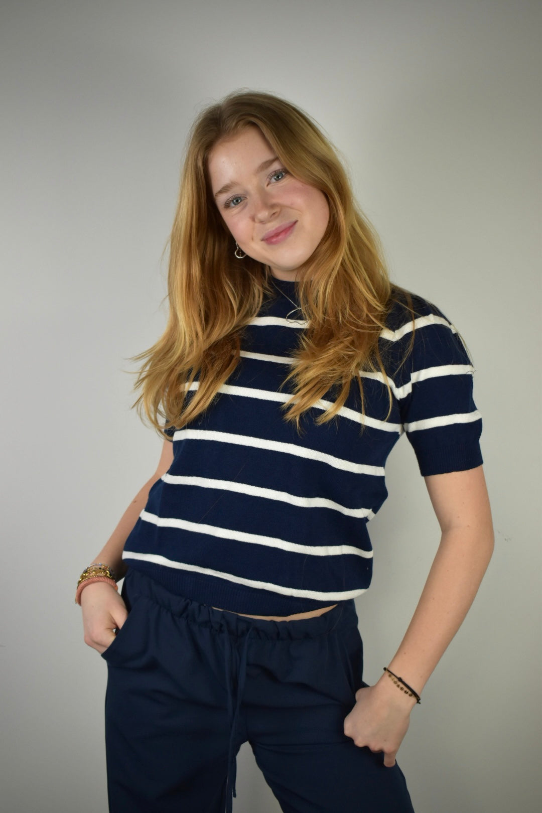 Copenhagen top - navy/wit