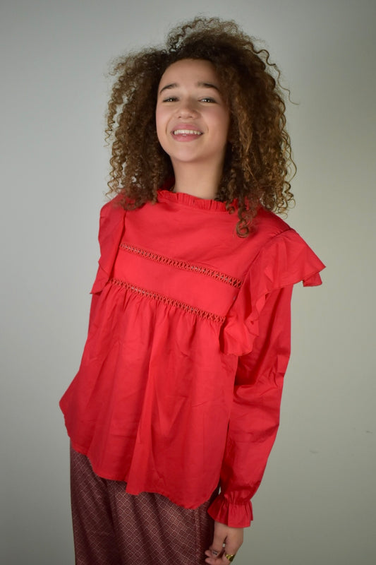 Ruffle blouse - rood