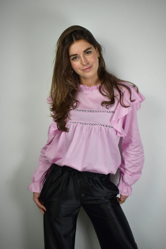 Ruffle blouse - roze