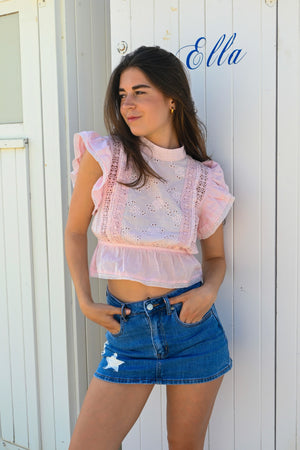 Blouse Sweet Blossom - rose bébé