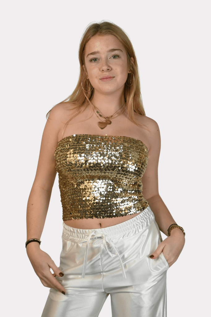 Dae tube top paillet - goud - 1