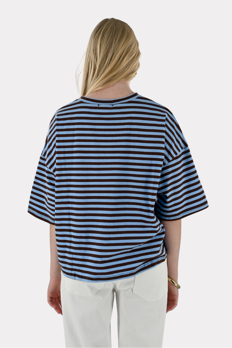 Daily striped shirt - bruin/blauw - Fashiontiger 