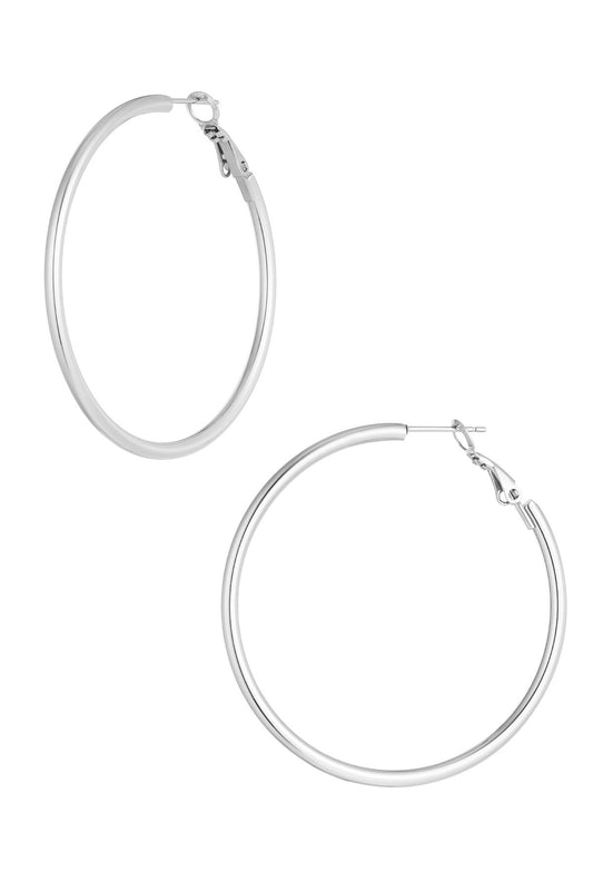 Basic hoops medium earrings - zilver