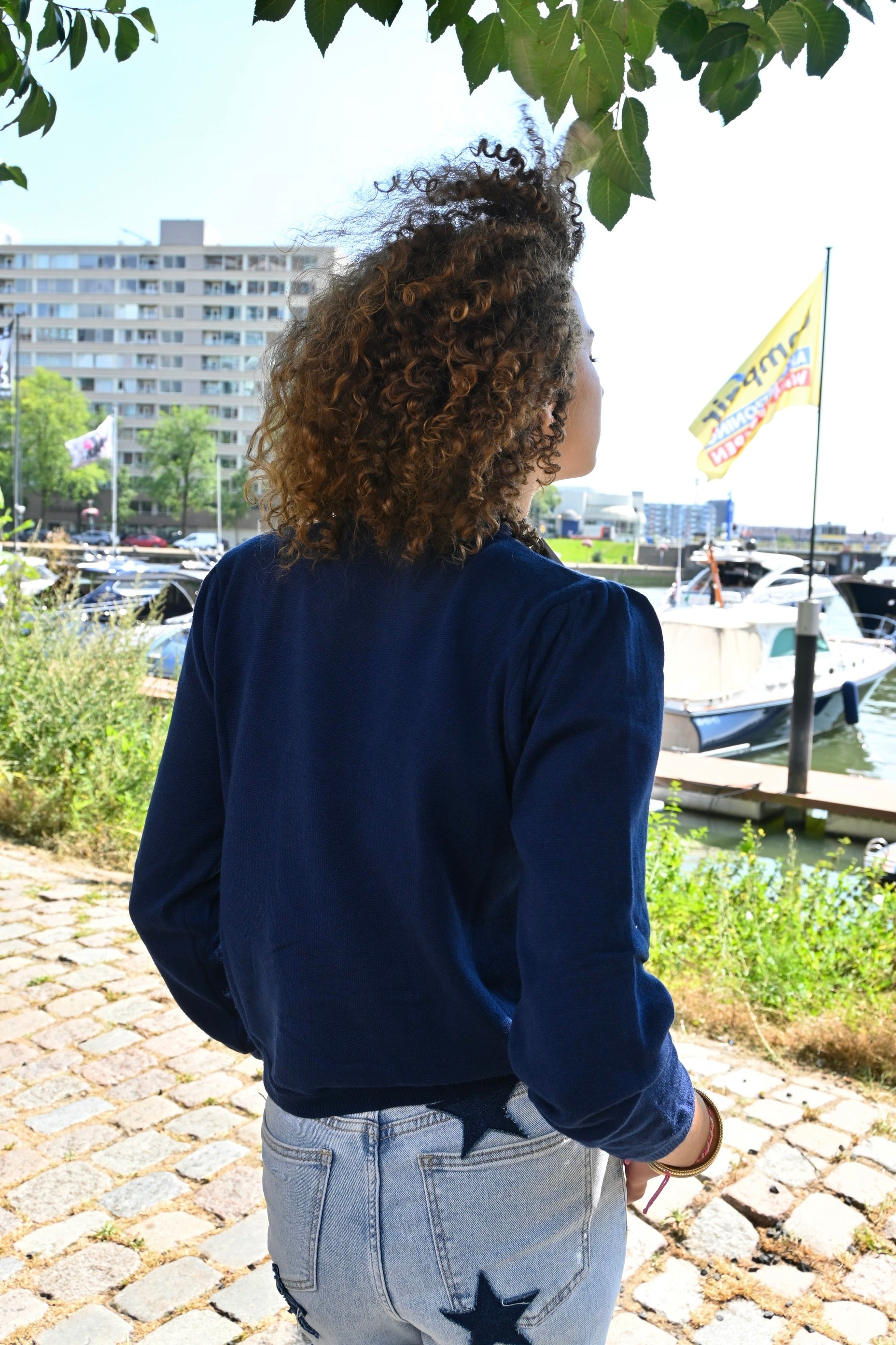 Stockholm top lange mouw - navy