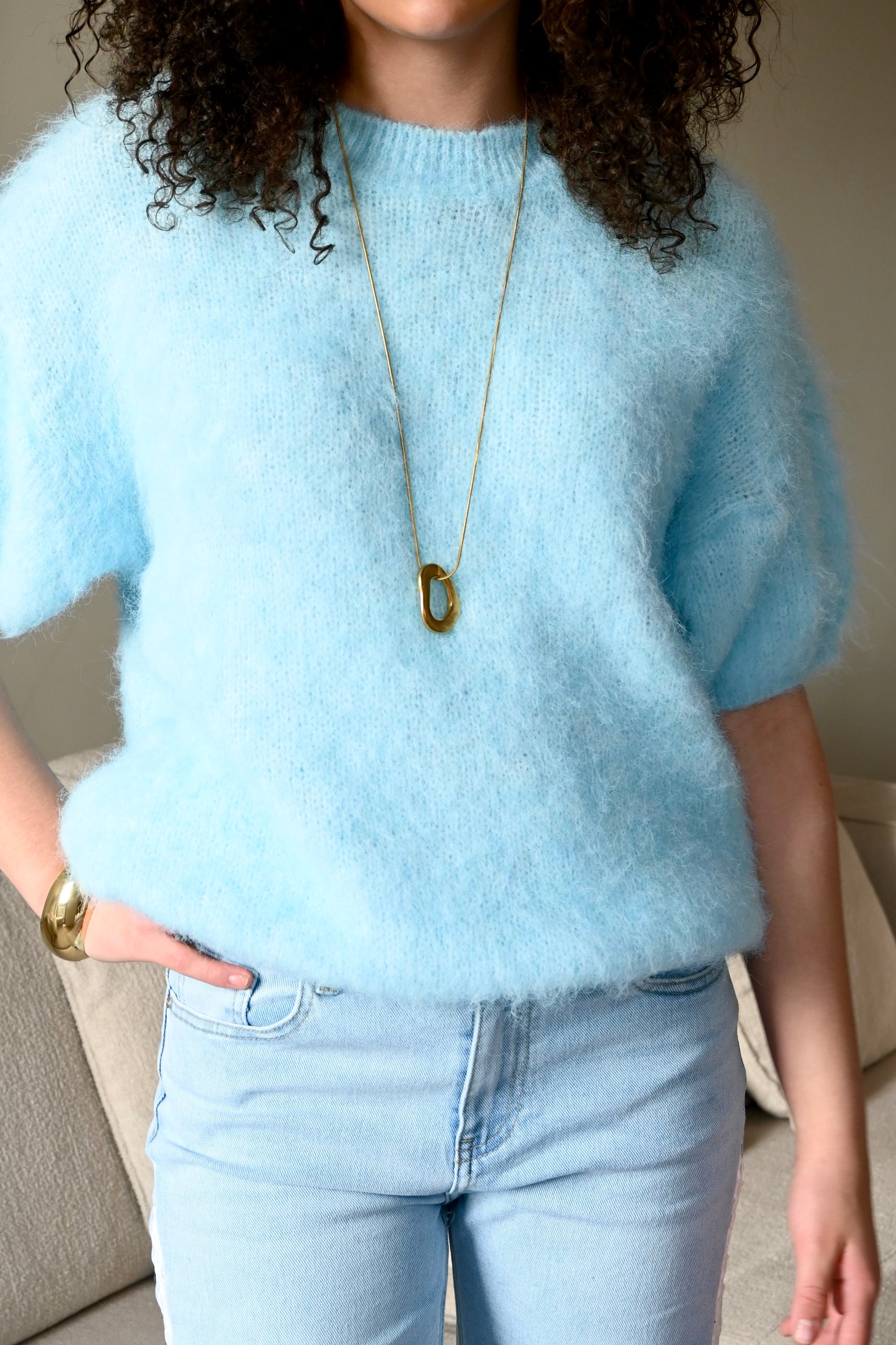 Faye knit short sleeve - blauw - Fashiontiger 2