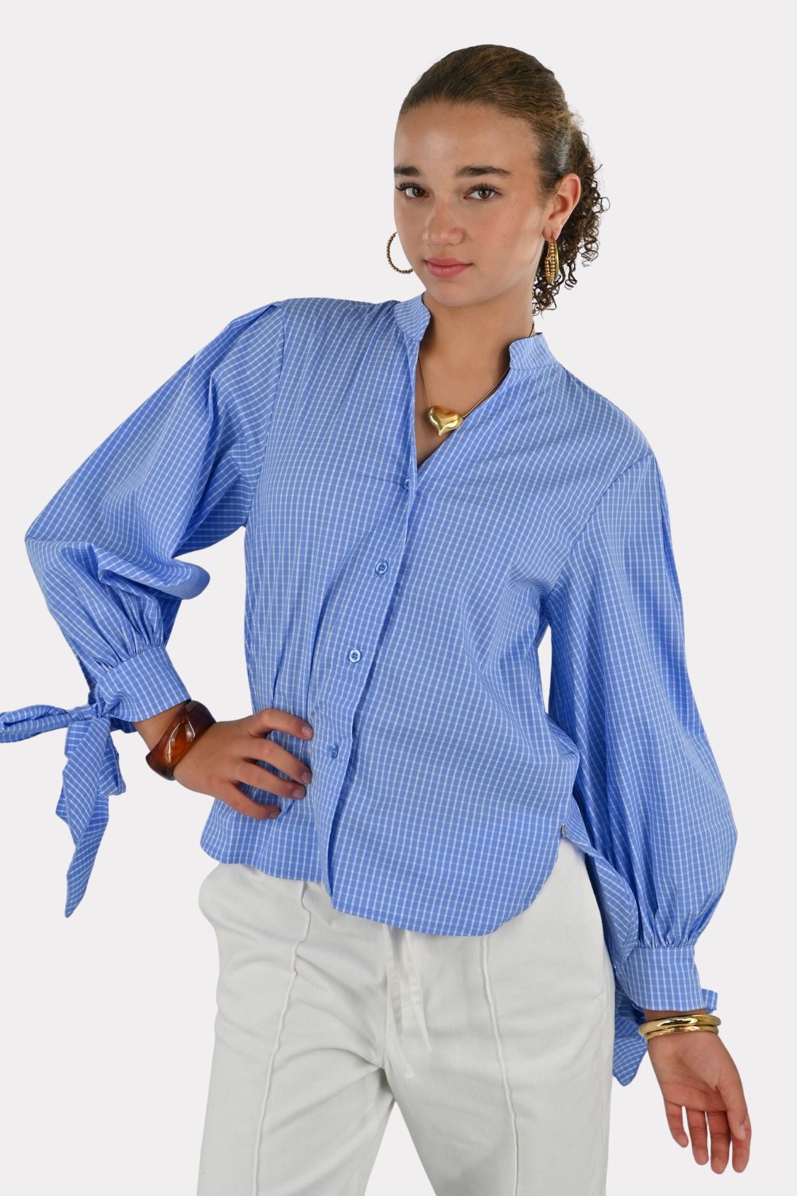 Floor blouse check - blauw - 3