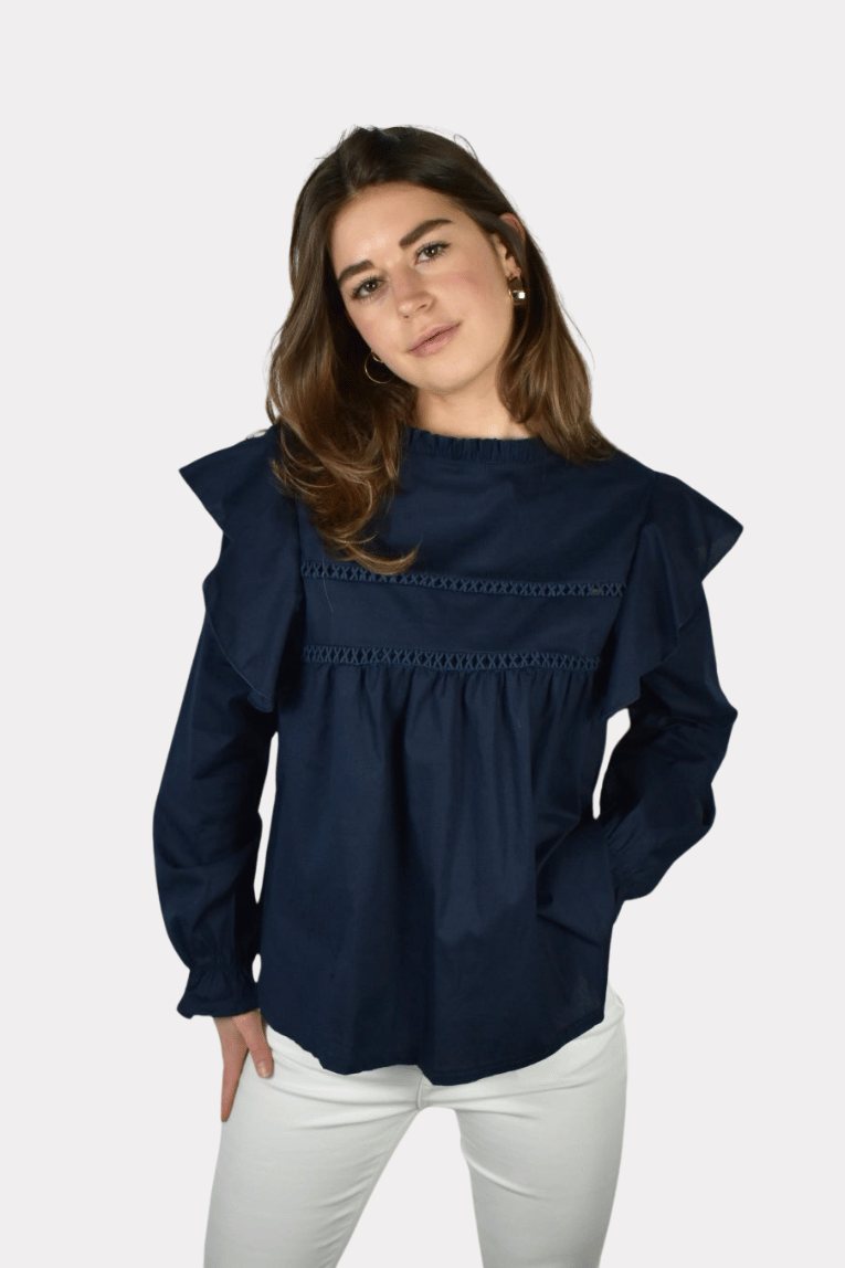 Blouse à volants - marine