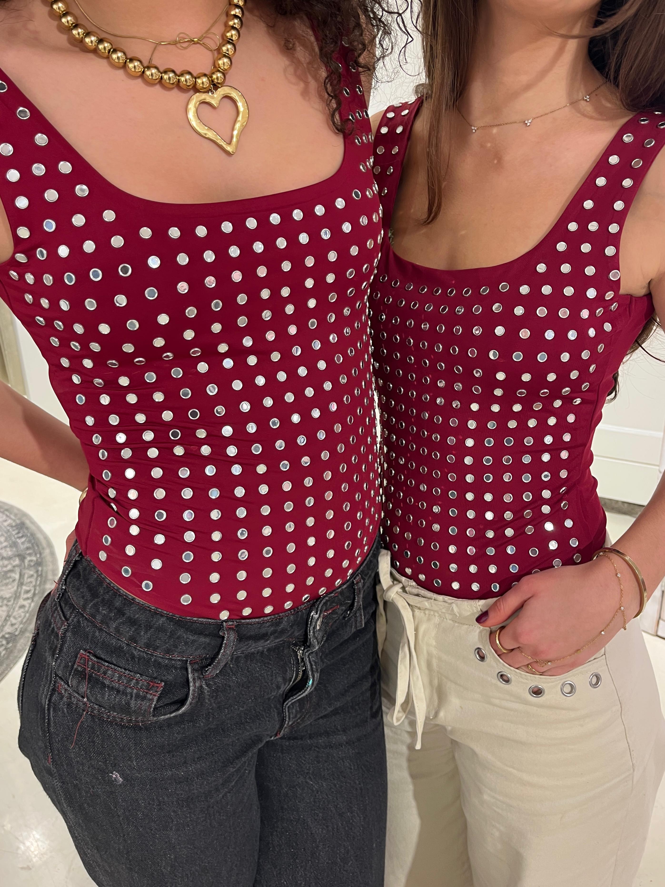 Amelie studded body - bordeaux