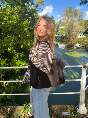 Icon bag suede - donkerbruin