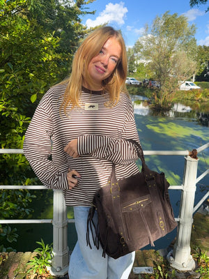 Icon bag suede - donkerbruin