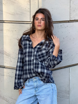 Flannel blouse - navy