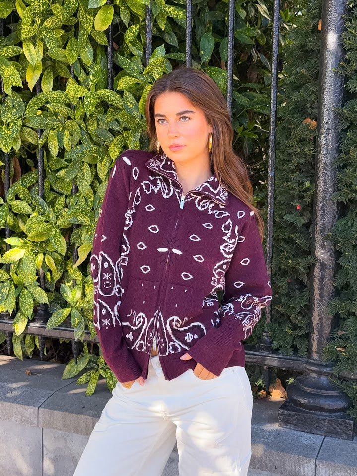 Aspen-Bandana-Zipperstrick – Bordeaux