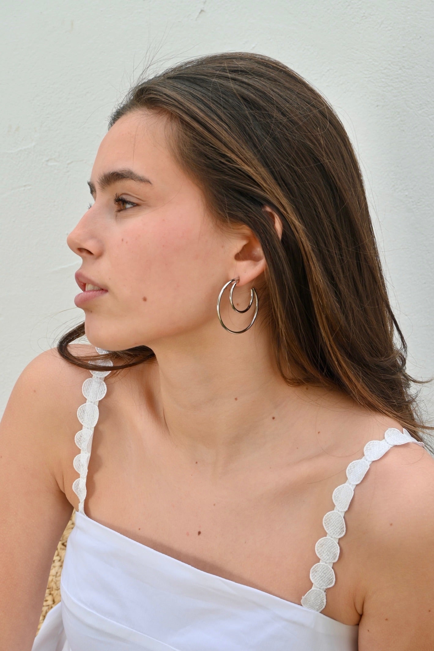 Dual Hoop Earrings - Silver