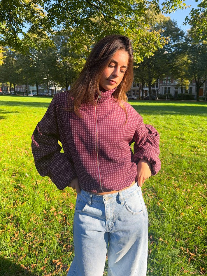 Autumn jacket check - bordeaux