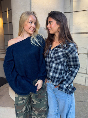 Flannel blouse - navy