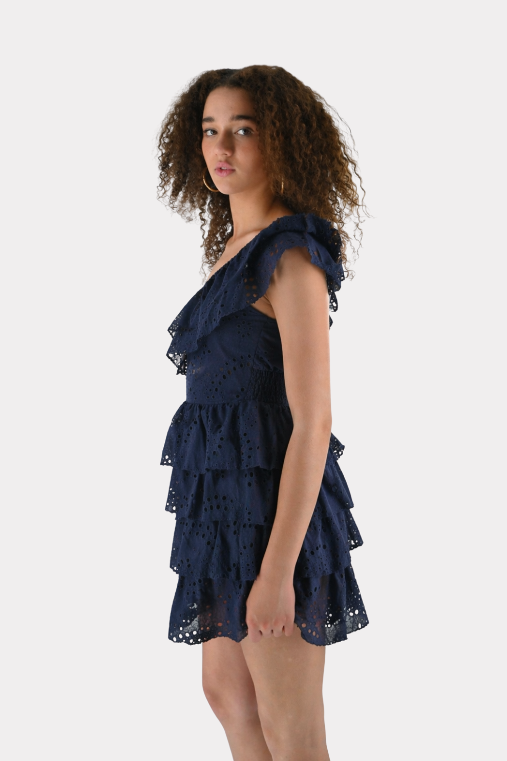 Robe d'été à volants adorable - bleu marine