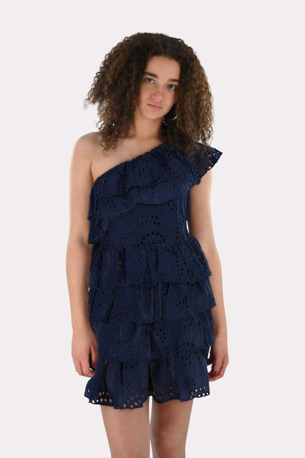 Robe d'été à volants adorable - bleu marine
