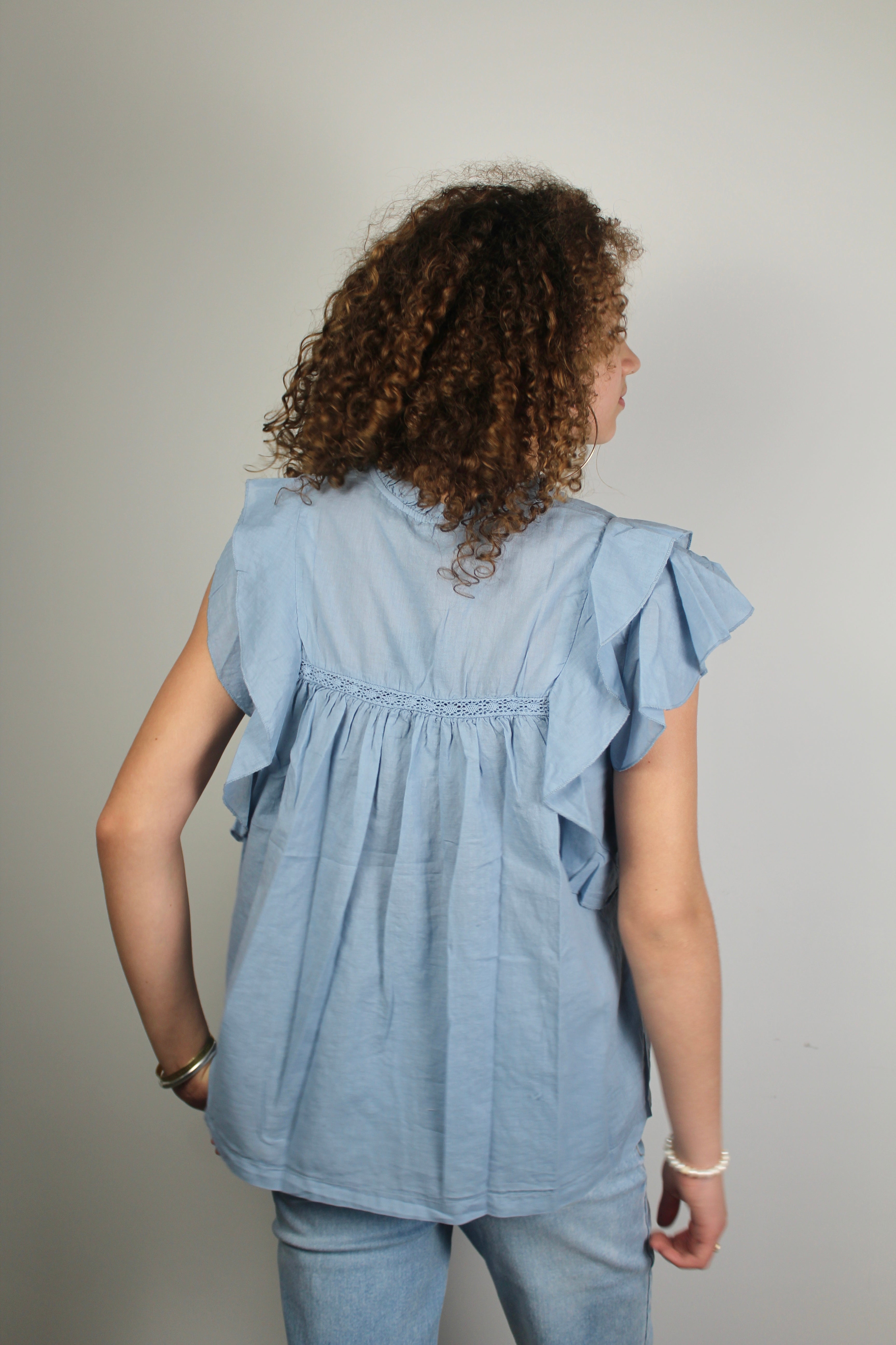 Pippa blouse korte mouw - blauw