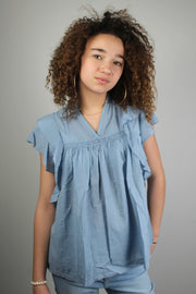 Pippa blouse korte mouw - blauw