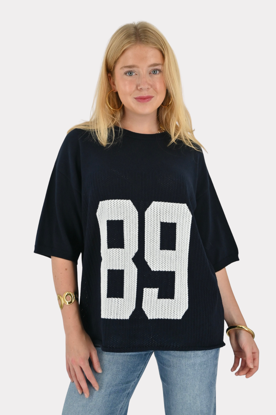 Knitted jersey tee navy fashiontiger 1