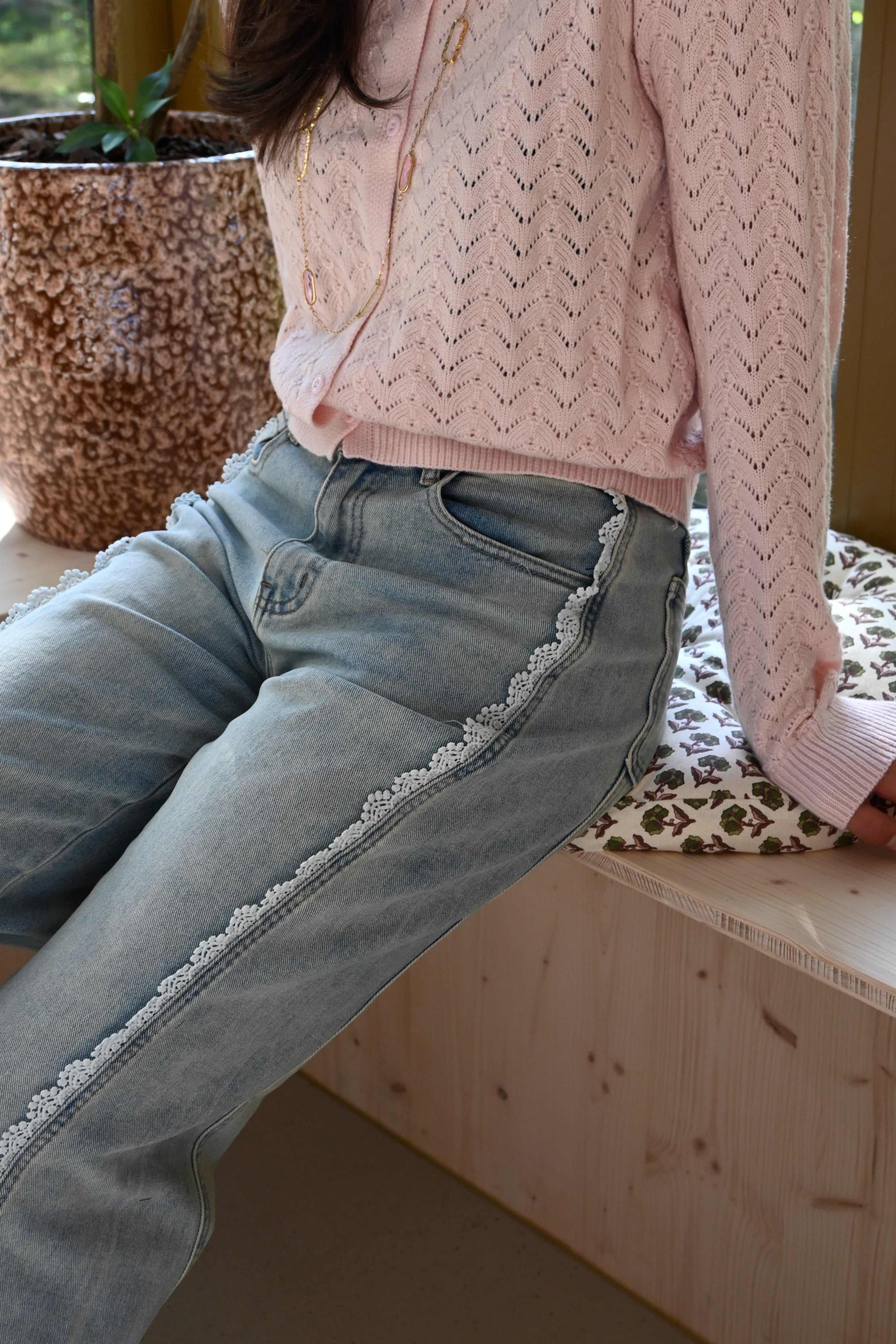 Lace side jeans - blauw - fashtiontiger 3