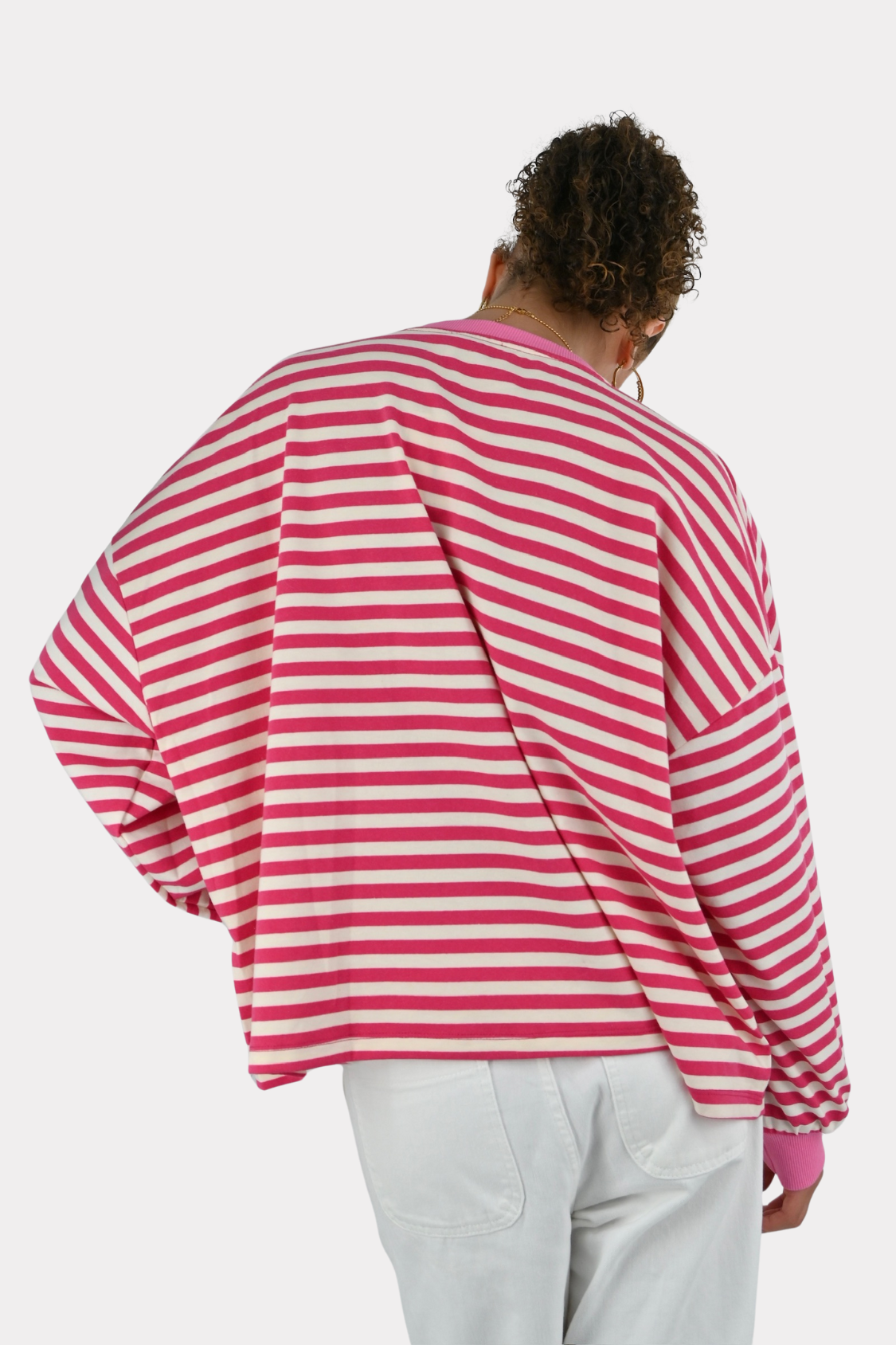 Lore t-shirt long sleeve striped - roze/wit - 4