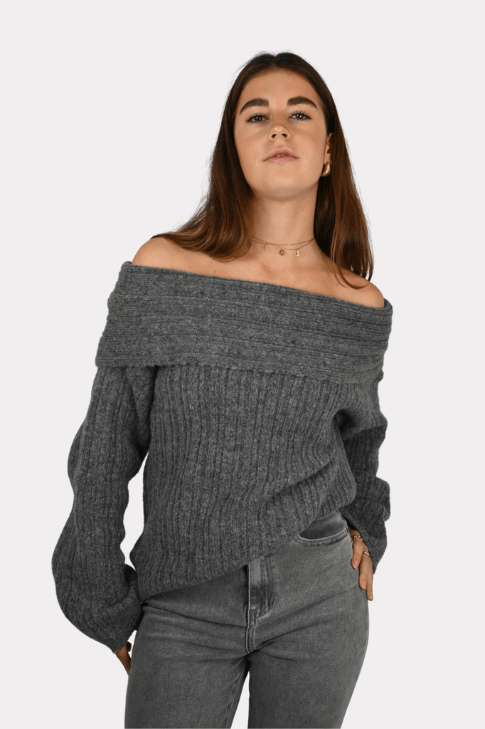 Maxime knit off shoulder - grijs - 1