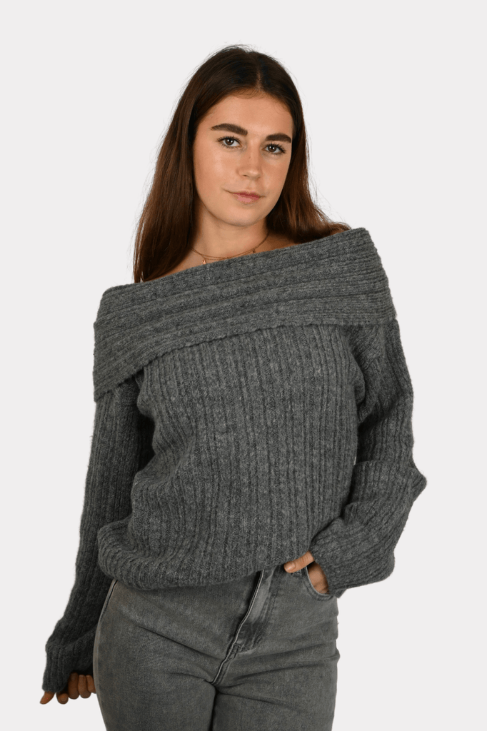 Maxime knit off shoulder - grijs - 2