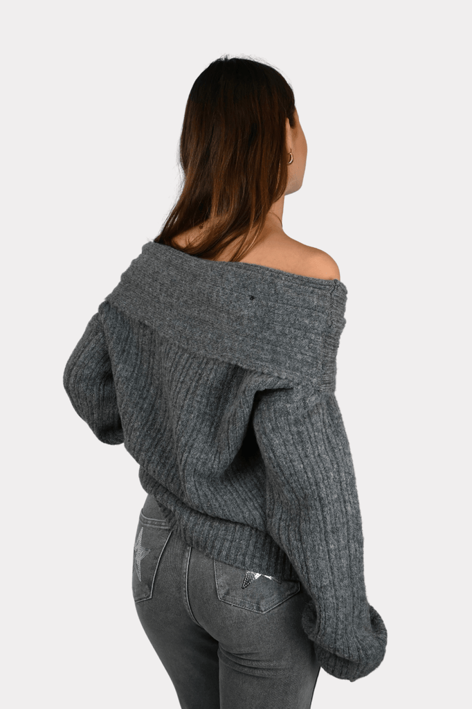 Maxime knit off shoulder - grijs - 3