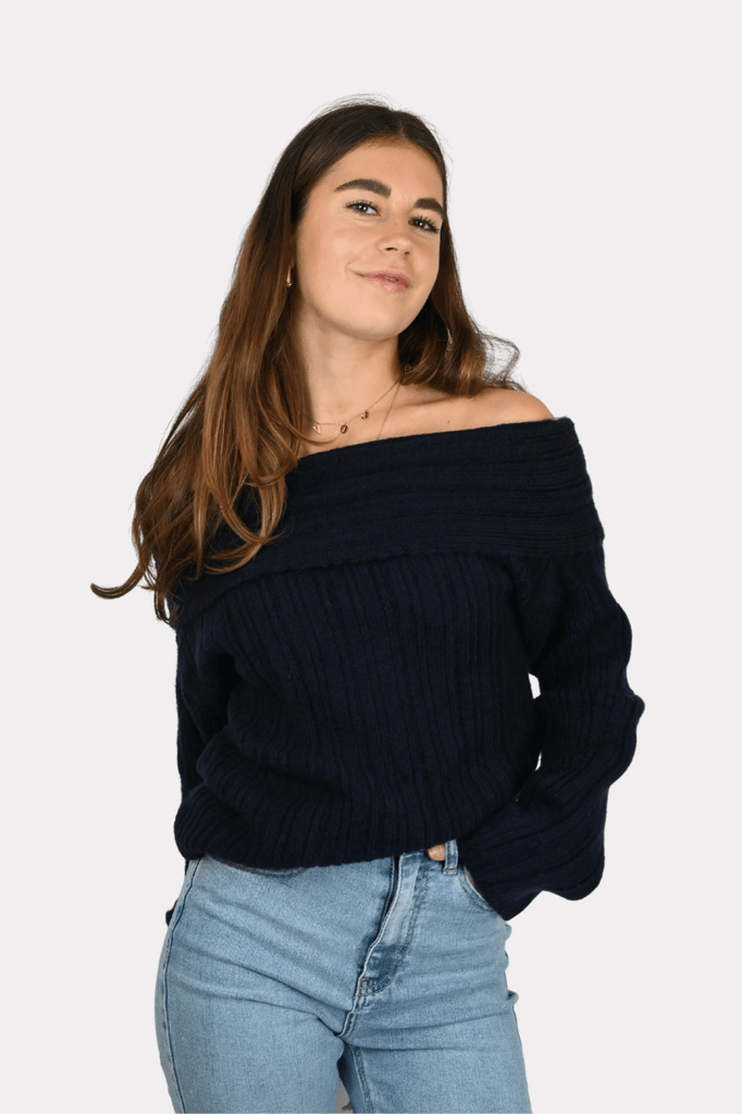 Maxime knit off shoulder - navy - 2