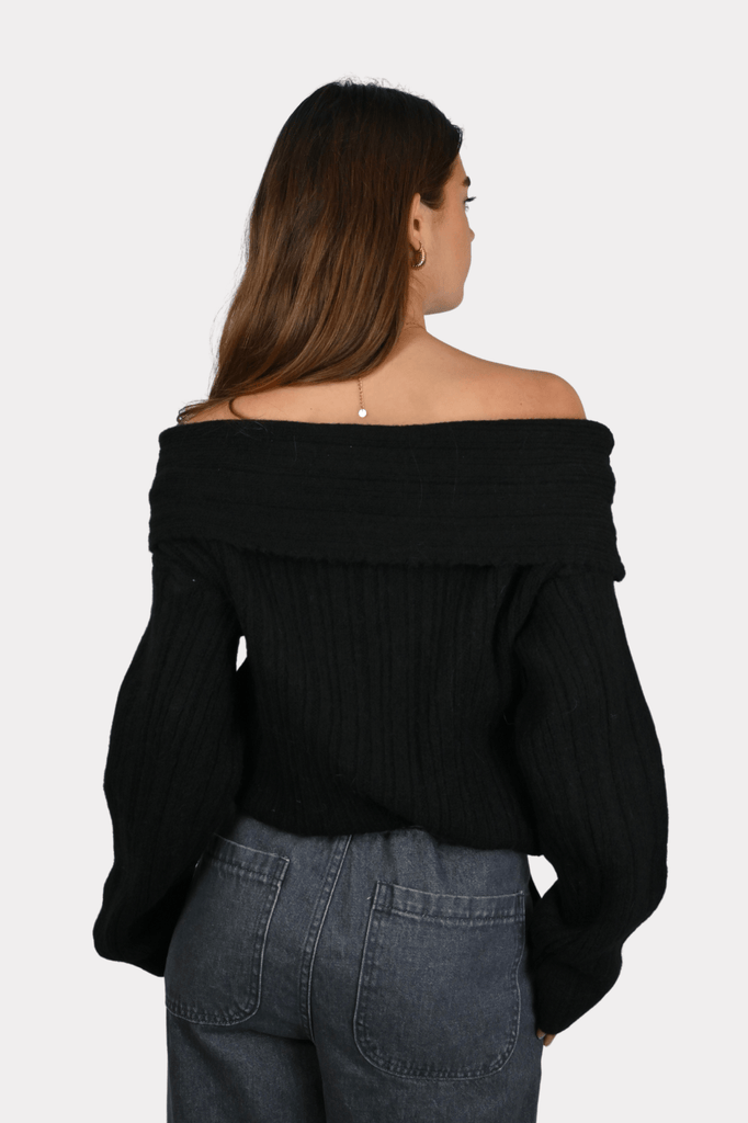 Maxime knit off shoulder - zwart - 3