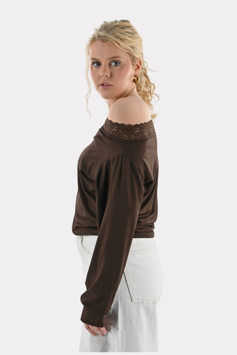 Michelle lace top - bruin - Fashiontiger 3