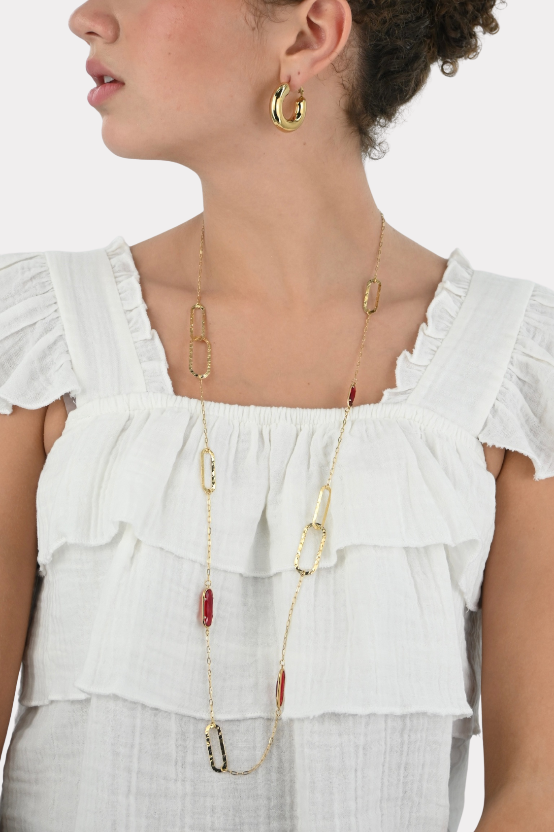 Mystery charm necklace - goud/rood 1