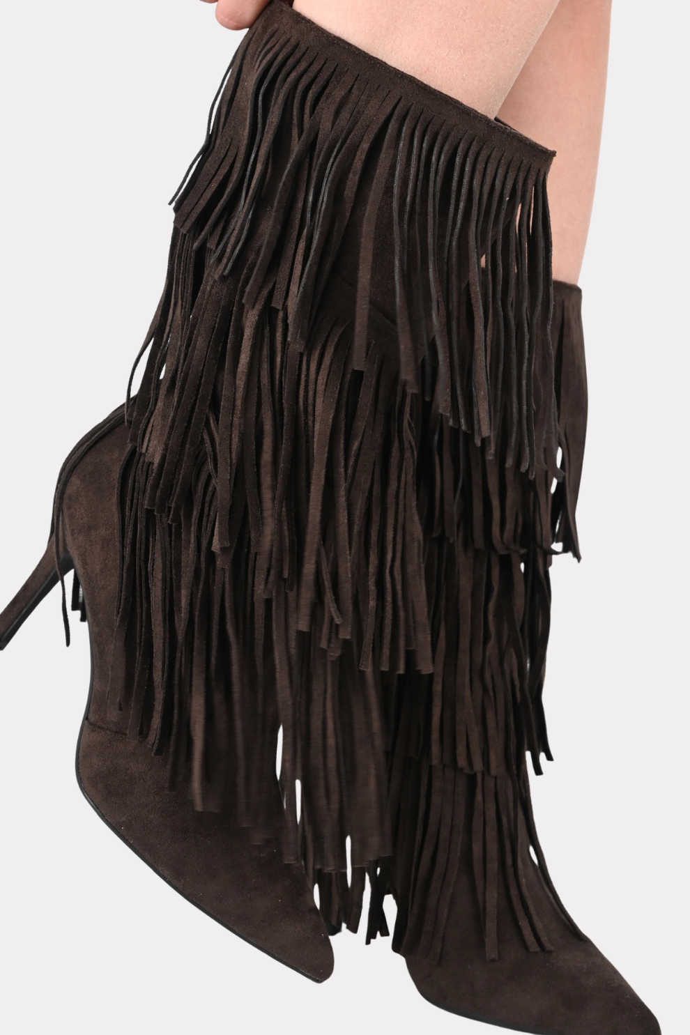 Nova fringed heeled boots - donker bruin - Fashiontiger 2
