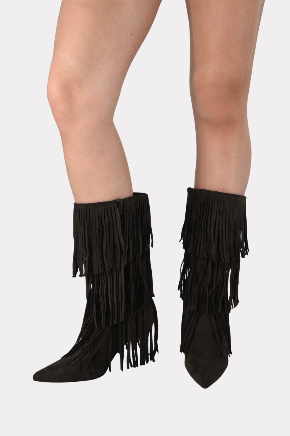 Nova fringed heeled boots - donker bruin - Fashiontiger 4