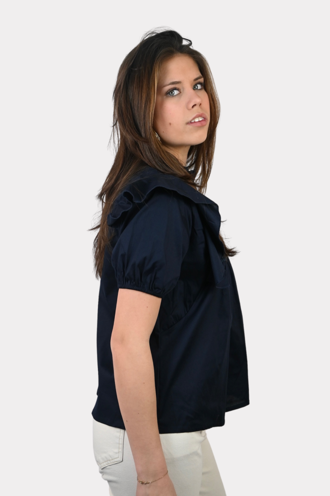 Ruffle_blouse_short_sleeve_navy_fashiontiger-2