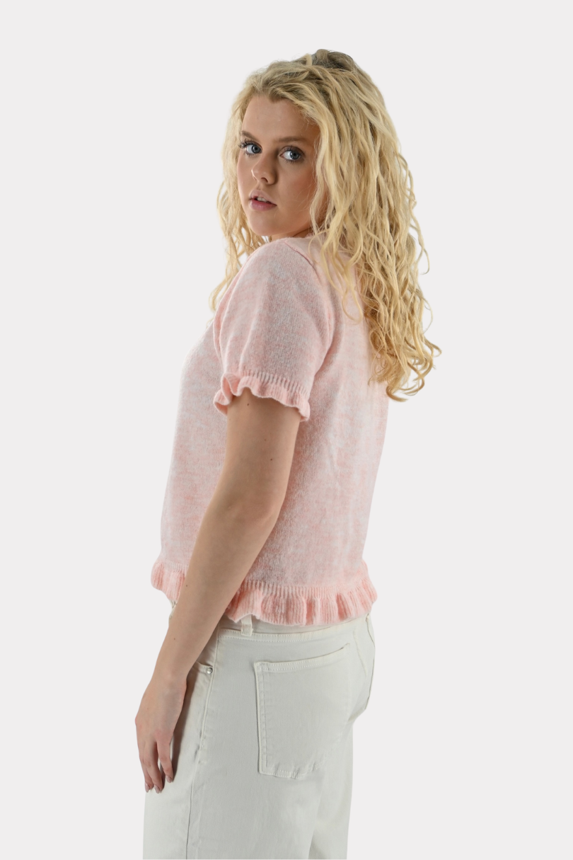 Ruffle knit top - roze - Fashiontiger 2