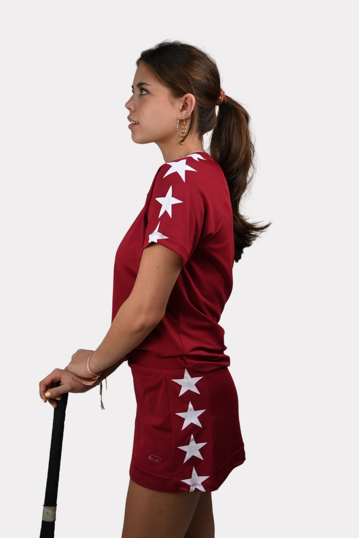 Sternen-Sportshirt - bordeaux/weiß - 2