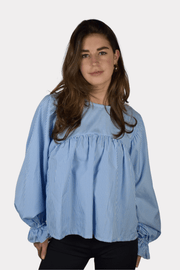 Striped blouse - blauw wit - 1