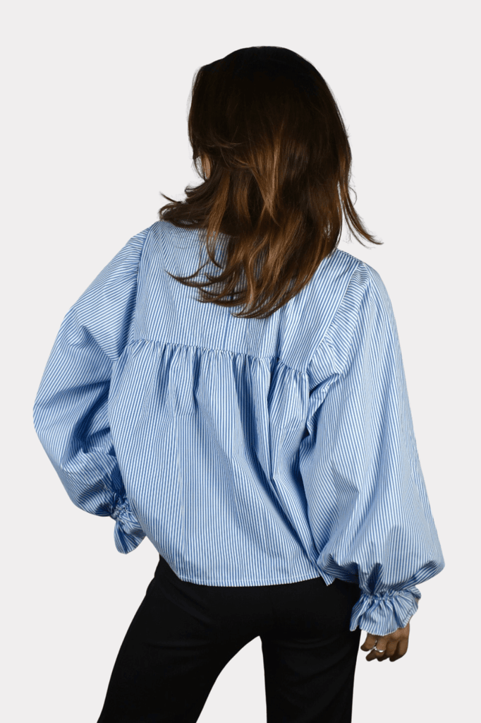 Striped blouse - blauw wit - 4