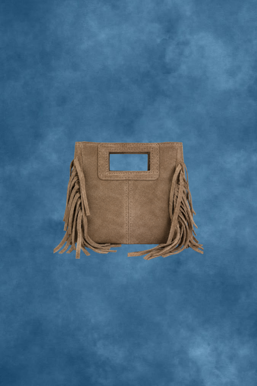 Wildleder-Tasche mit Fransen - Taupe - Fashiontiger 3