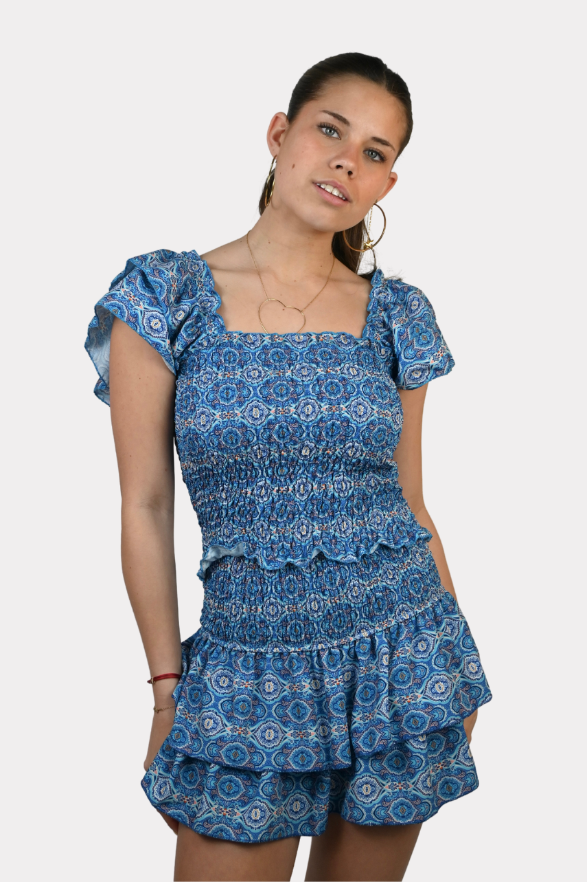 Tulum ruffle top blue 2