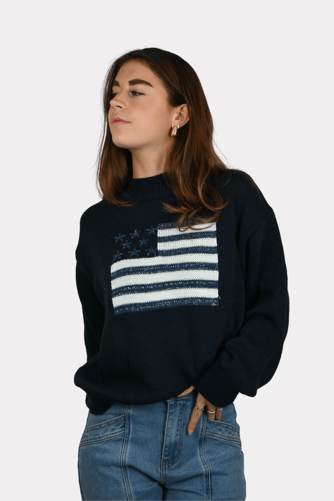 USA sweater glitter - navy - 1