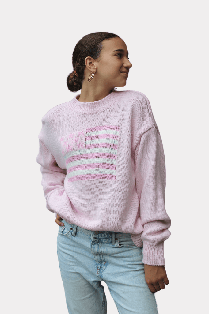 USA sweater glitter - roze - 2